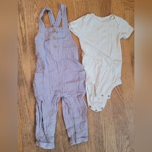 Carter's Little Planet Organic Gauze Overalls and Bodysuit, 12 Month